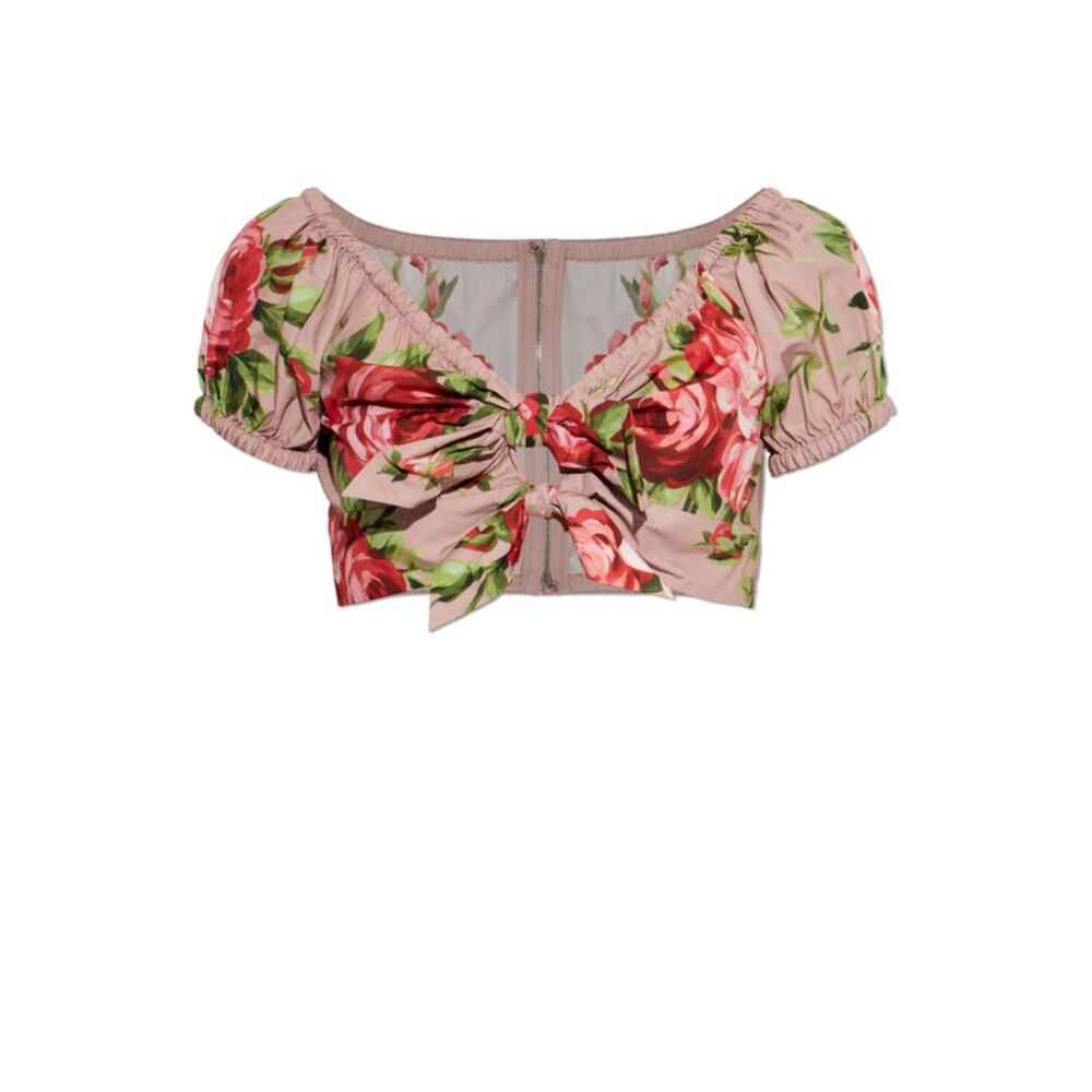 Short top with floral motif